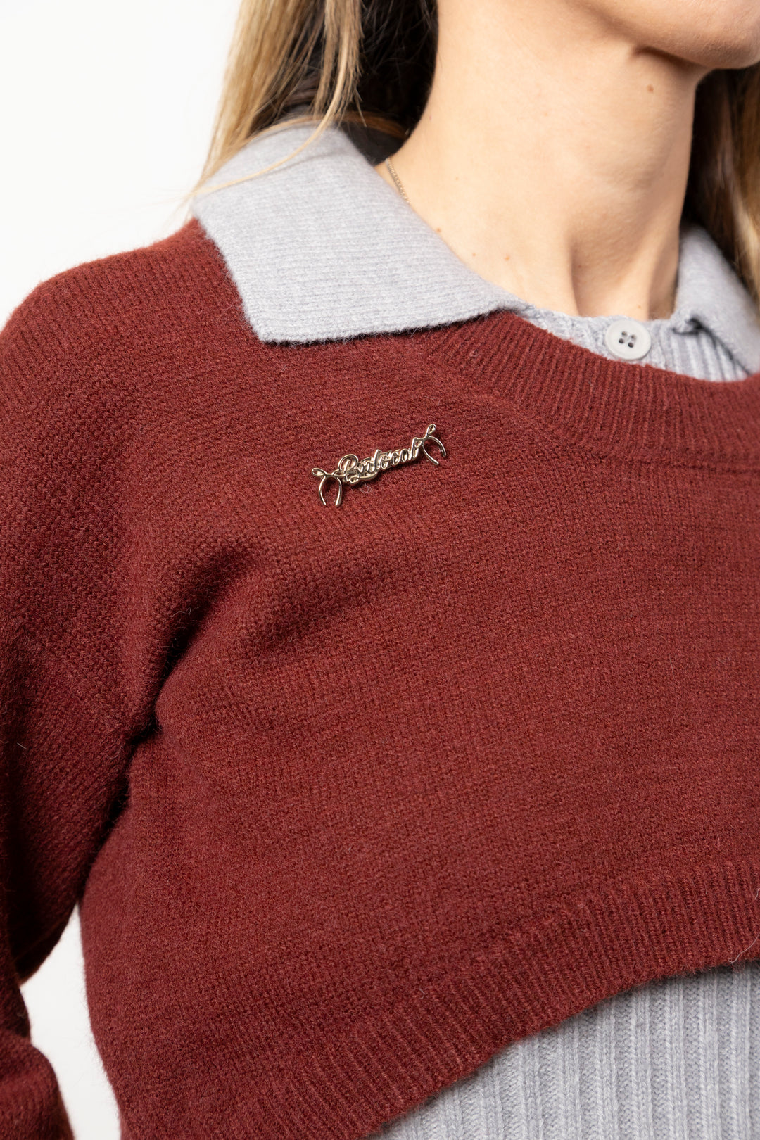 Set Layered Polo & Crop Knit