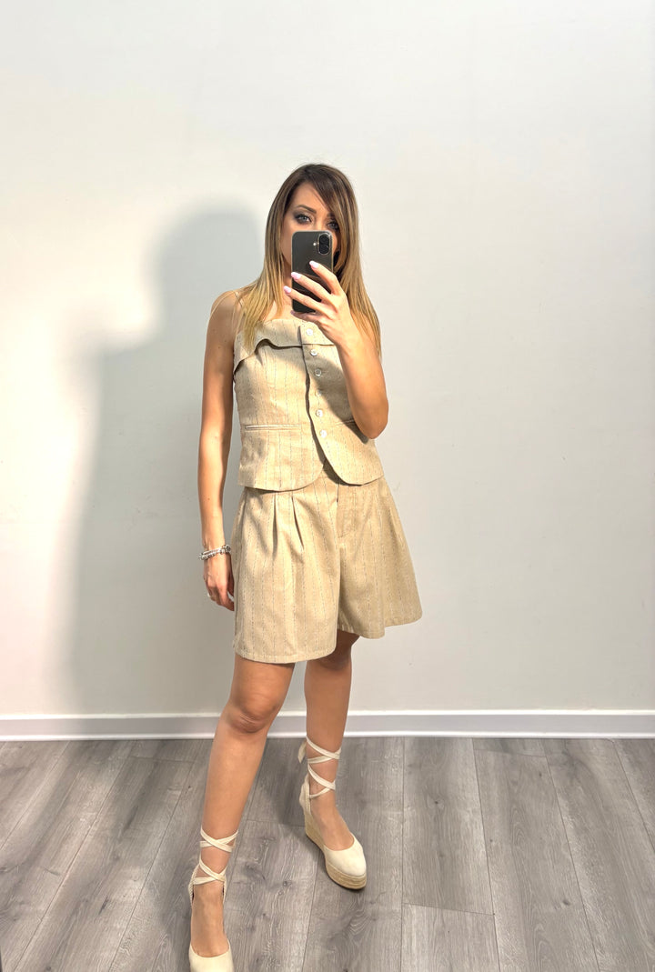 Completo Gilet & Shorts a Righe