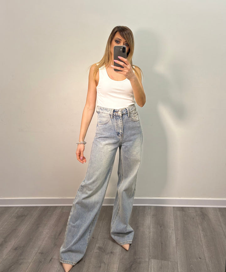 Jeans Wide Leg Destroyed