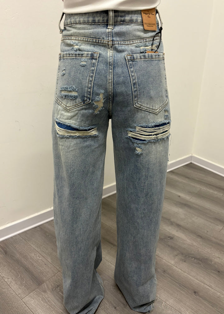 Jeans Wide Leg Destroyed