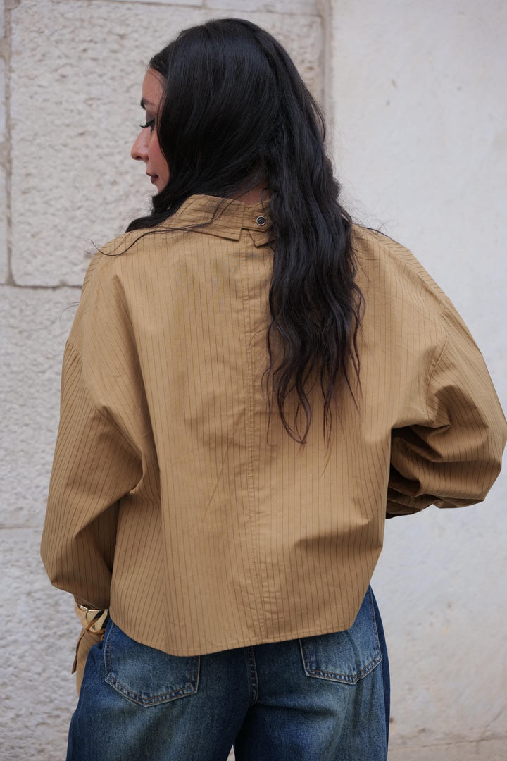 Camicia Pinstripe Camel
