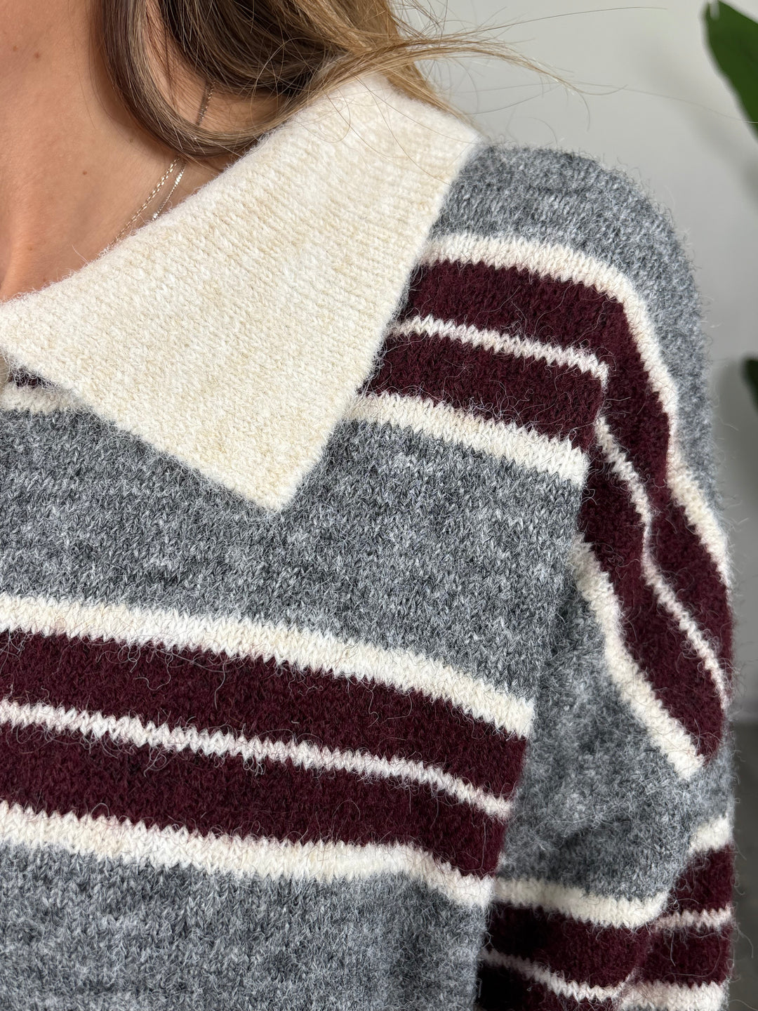 Maglia Polo Rigata Bordeaux