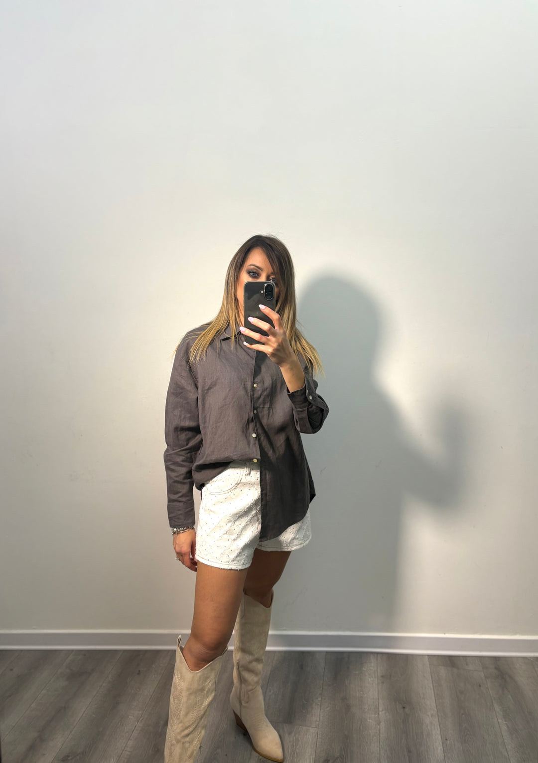 Camicia Over Effetto Lino